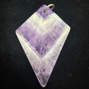 Chevron Amethyst Crystal Pendant - Purple & Clear